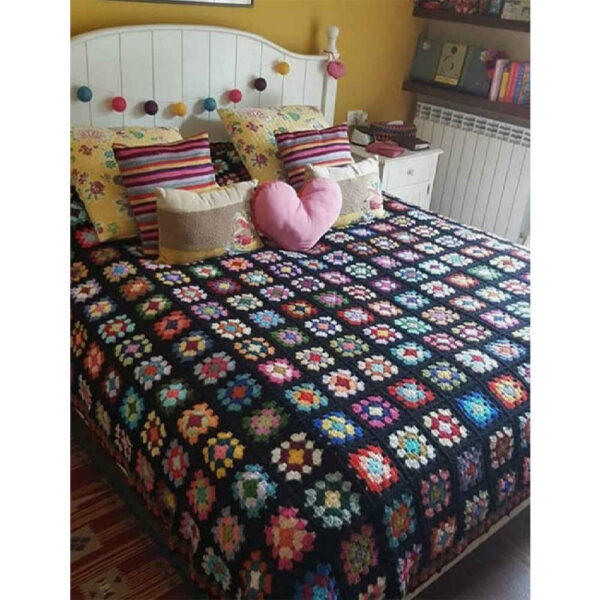 مفرش سرير كروشيه من القطن - بطانية ملونة بأسلوب أفغاني - أتوسا