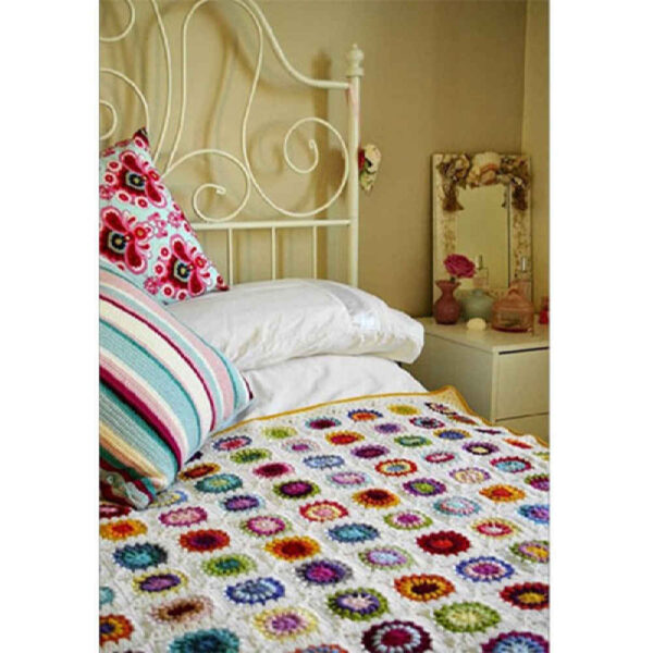 مفرش سرير كروشيه من القطن - بطانية ملونة بأسلوب أفغاني - تابان