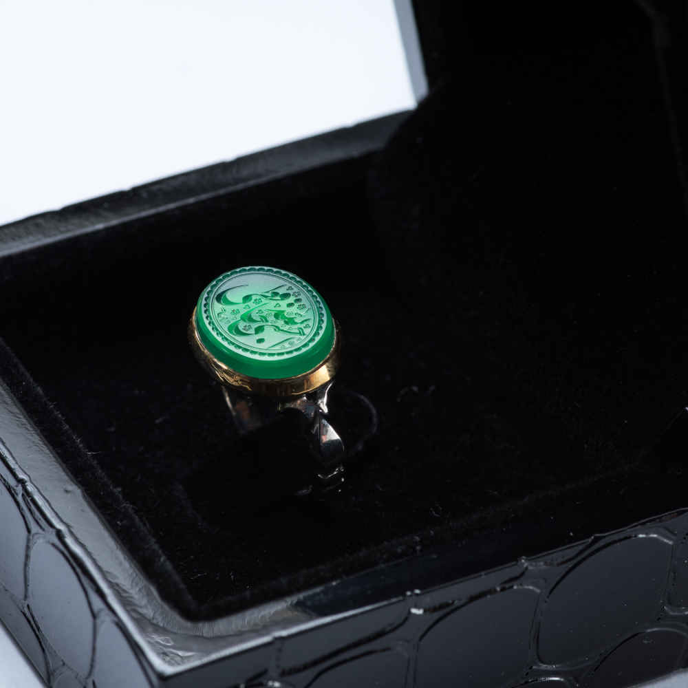 حلقة فضية إسلامية من العقيق اليمني للرجال – حسبي الله