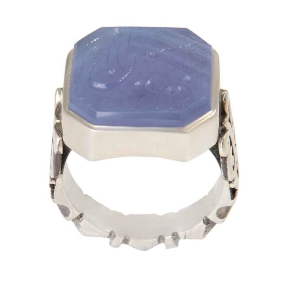 حلقة فضية إسلامية من العقيق اليمني للرجال - حسين