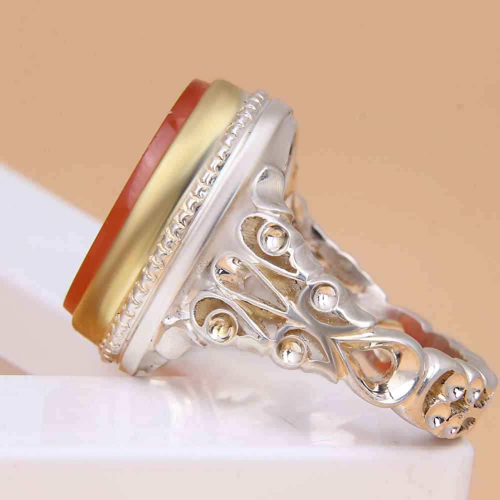 حلقة فضية إسلامية من العقيق اليمني للرجال – محمد