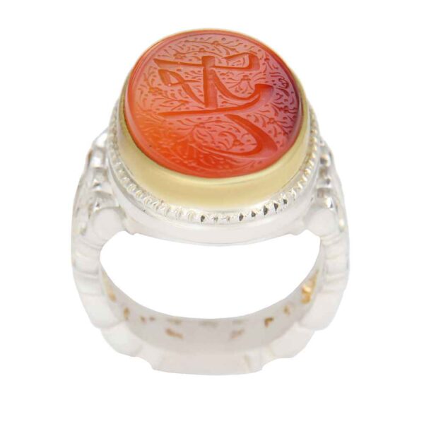 حلقة فضية إسلامية من العقيق اليمني للرجال - محمد