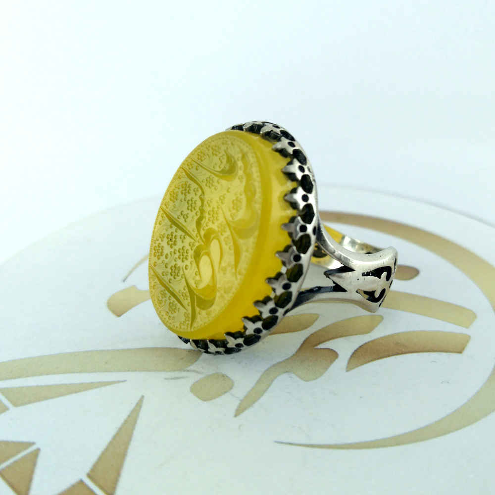 حلقة فضية إسلامية من العقيق اليمني للرجال – سيد الشهداء