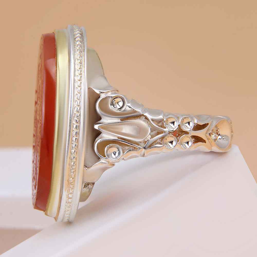 حلقة فضية إسلامية من العقيق اليمني للرجال – وتوكل