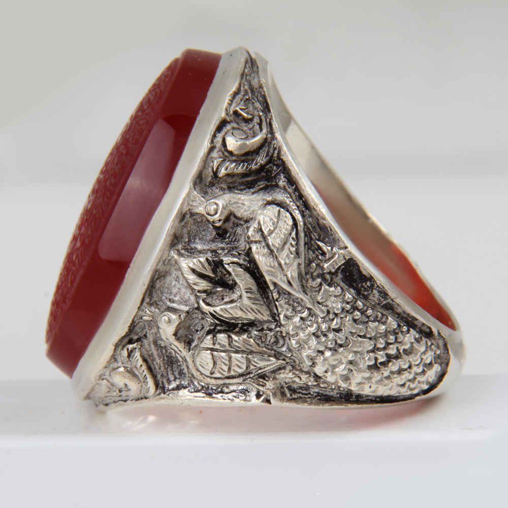 حلقة فضية إسلامية من العقيق اليمني للرجال – وارسين