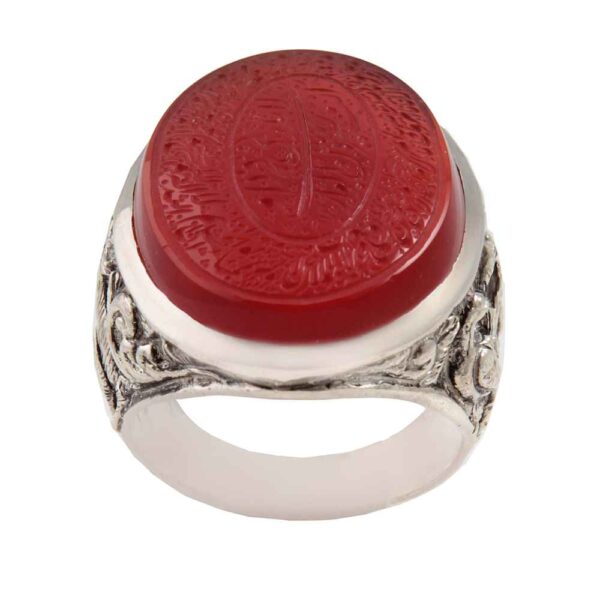 حلقة فضية إسلامية من العقيق اليمني للرجال - وارسين