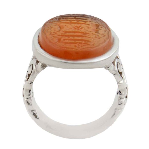 حلقة فضية إسلامية من العقيق اليمني للرجال - لا إله إلا الله