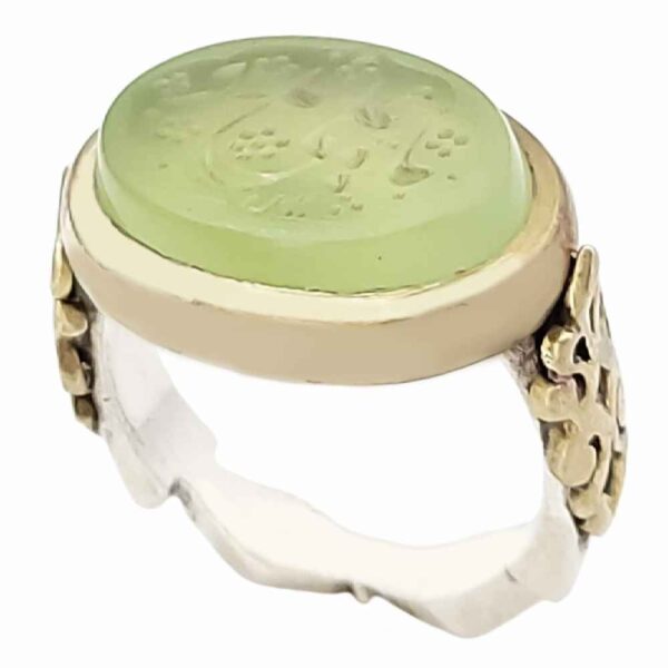 حلقة فضية إسلامية من العقيق اليمني للرجال - يا علي