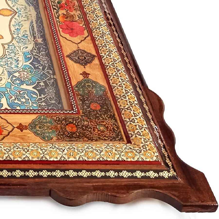 ساعة حائط إيرانية خشبية يدوية – فن خاتم، نقاشي