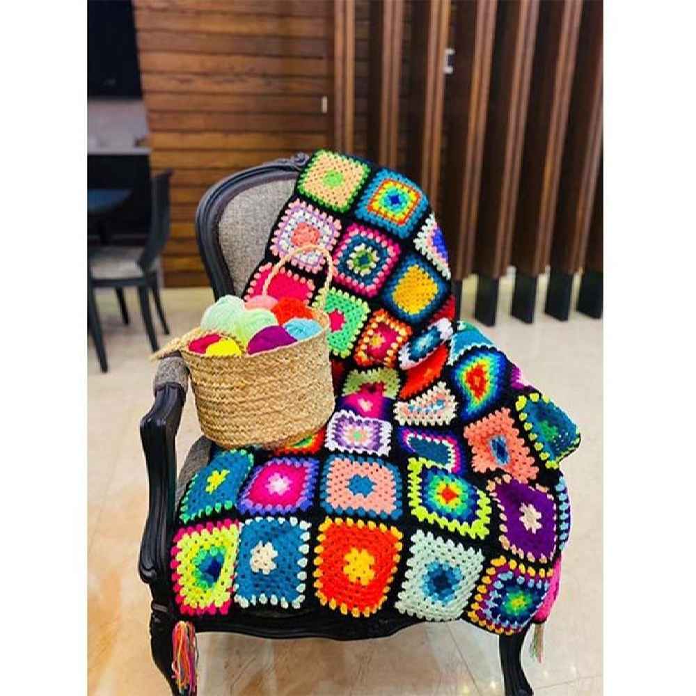 لحاف كروشيه للكنبة والسرير بوهو متقلب هما