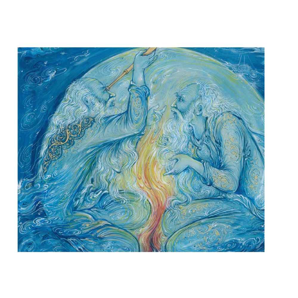 الرسم التصويري منمنمة فارسية الأصلي: ألوان مائية – قصيدة خيام بواسطة رسول مطمضي