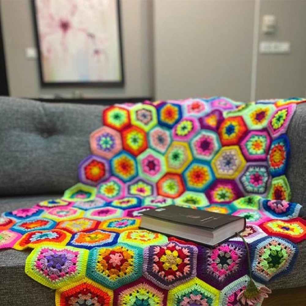 لحاف كروشيه للكنبة والسرير بوهو متقلب سارا