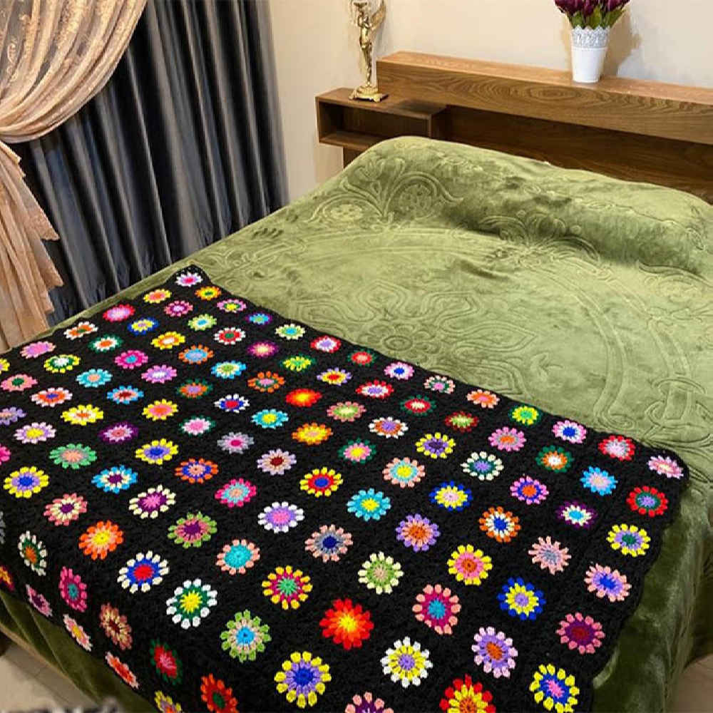 لحاف كروشيه للكنبة والسرير بوهو متقلب تارا