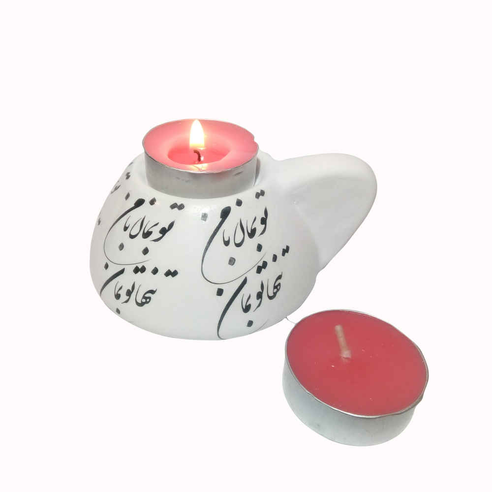 مجموعة من 2 حامل شموع الشاي من الفخار – نموذج بيمان