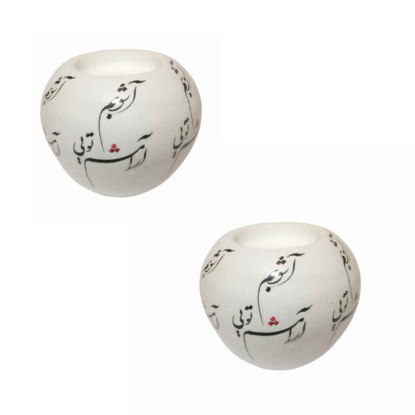 مجموعة من 2 حامل شمعة جبسي صغير موديل أشوب