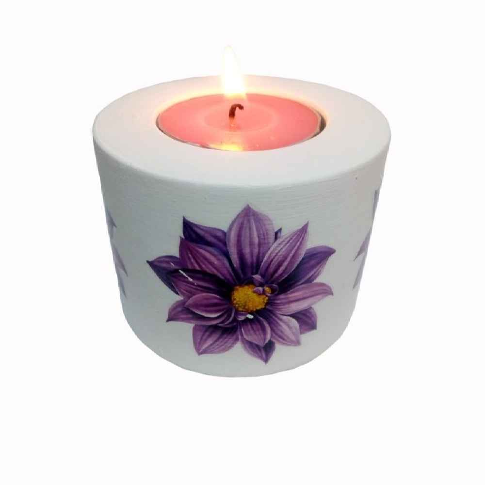 مجموعة من 2 حامل شمعة جبسي صغير موديل فلاور