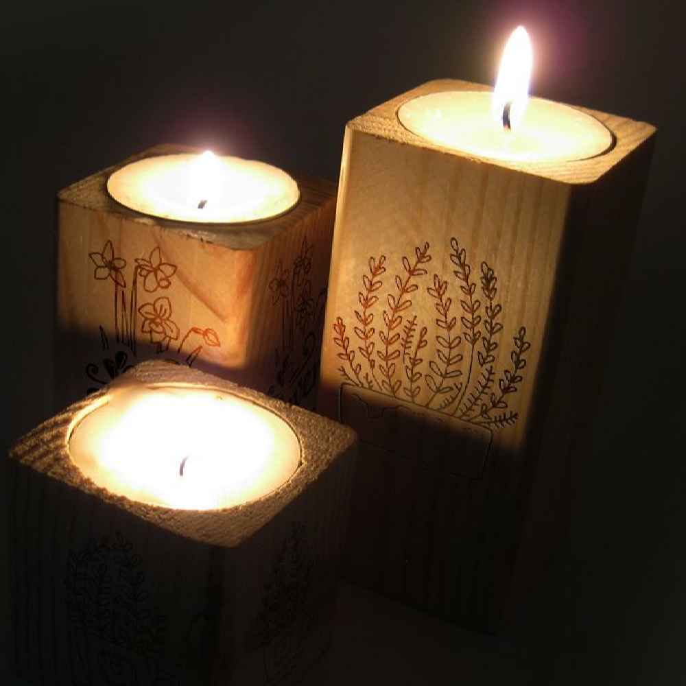 مجموعة حامل شمعة تيلايت مكعب خشبي صلب 3 قطع / لا تستسلم