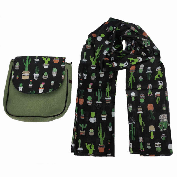 مجموعة حقيبة كتف عبر الجسم وباشمينا بوهيمية بتصميم الصبار