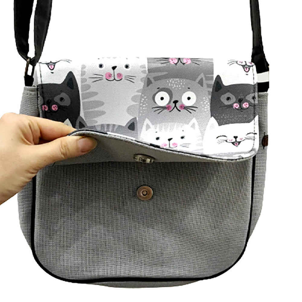 مجموعة حقيبة كتف عبر الجسم وباشمينا بوهيمية بنمط القطة اللطيفة