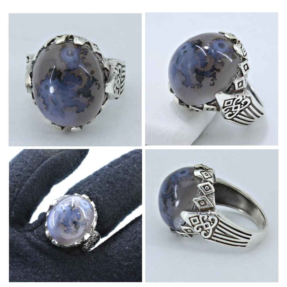 حلقة فضية إيرانية من العقيق الشجري للرجال – آريان