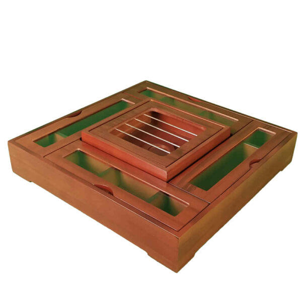 صندوق منظم لأكياس الشاي الخشبية مع مسخن آراد