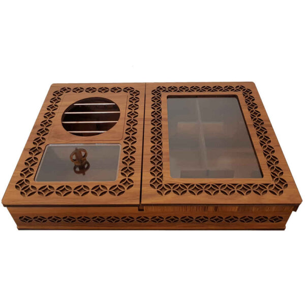 صندوق منظم لأكياس الشاي الخشبية مع مسخن أرنيكا
