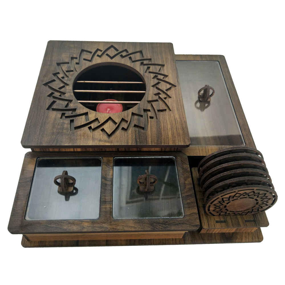 صندوق منظم لأكياس الشاي الخشبية مع مسخن أريانا