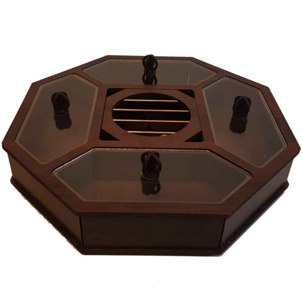 صندوق منظم لأكياس الشاي الخشبية مع مسخن دلارا