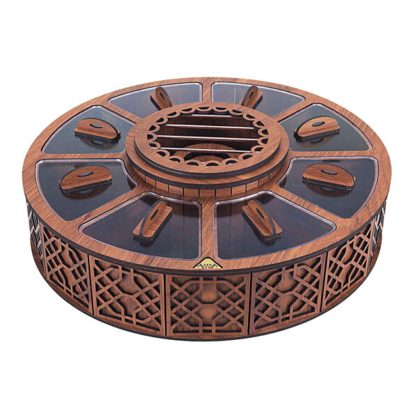 صندوق منظم لأكياس الشاي الخشبية مع مسخن دلآرام