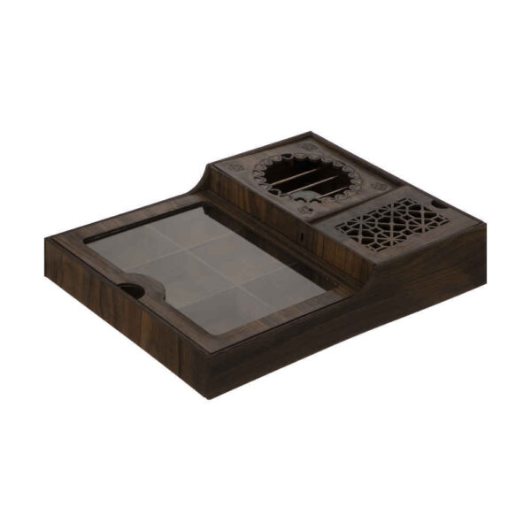 صندوق منظم لأكياس الشاي الخشبية مع مسخن همتا