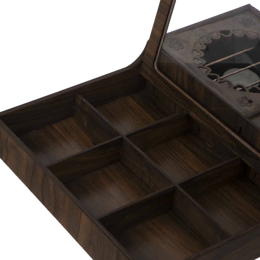 صندوق منظم لأكياس الشاي الخشبية مع مسخن همتا