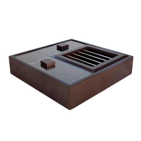 صندوق منظم لأكياس الشاي الخشبية مع مسخن مينا