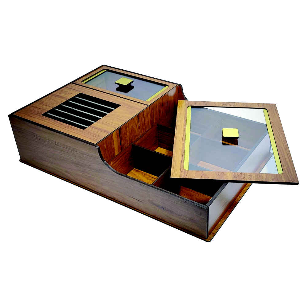 صندوق منظم لأكياس الشاي الخشبية مع مسخن نگار