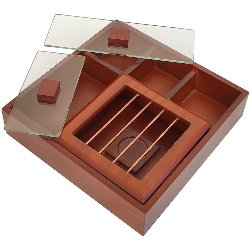 صندوق منظم لأكياس الشاي الخشبية مع مسخن راستا