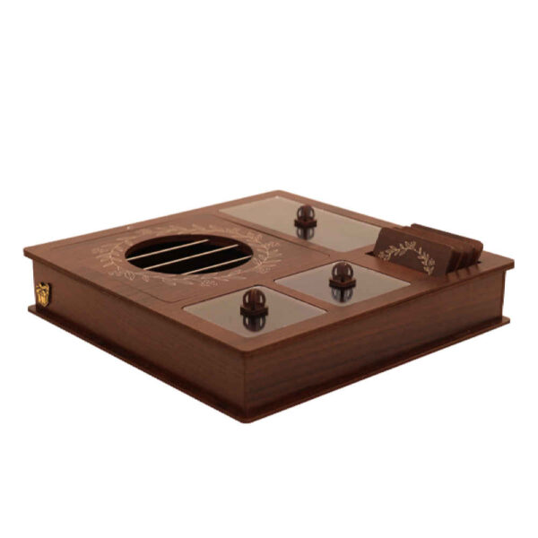 صندوق منظم لأكياس الشاي الخشبية مع مسخن سوگند