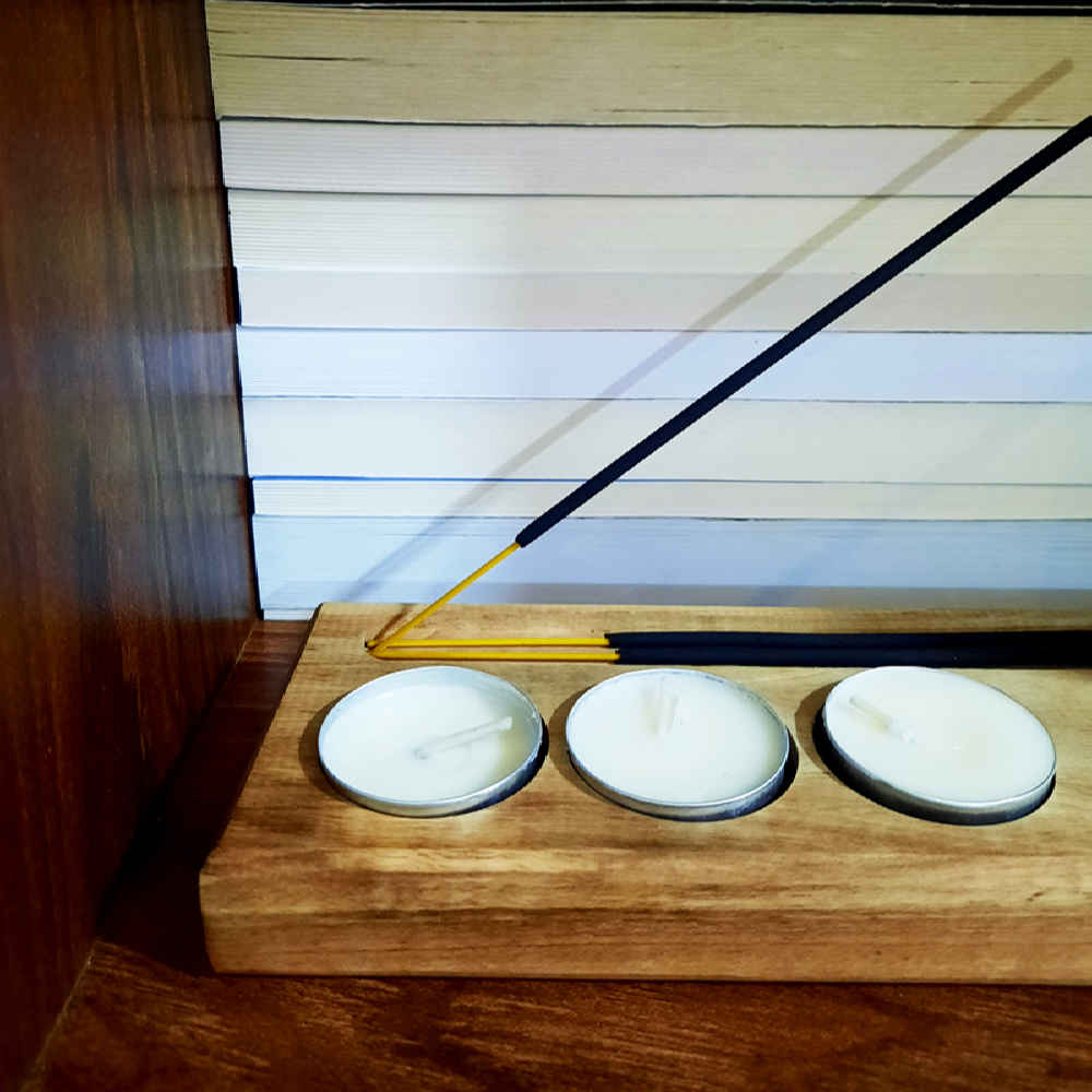 حامل الشموع الخشبي الريفي للزينة على الطاولة فان يكاد