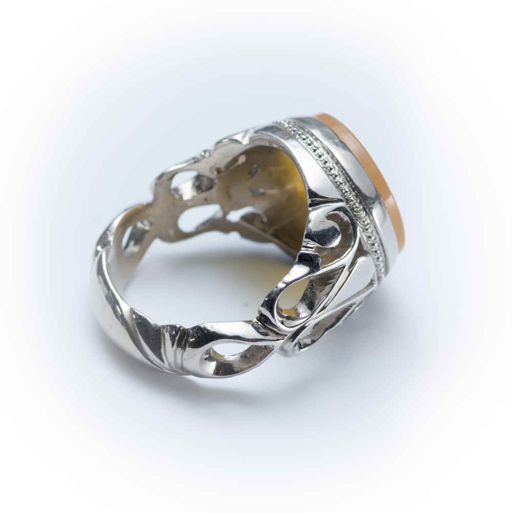 حلقة فضية إسلامية من العقيق اليمني للرجال – الإخلاص