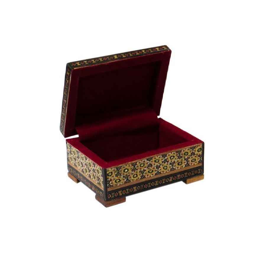 صندوق مجوهرات خشبي مصنوع يدويًا بتصميم ختام إيراني – بهناز