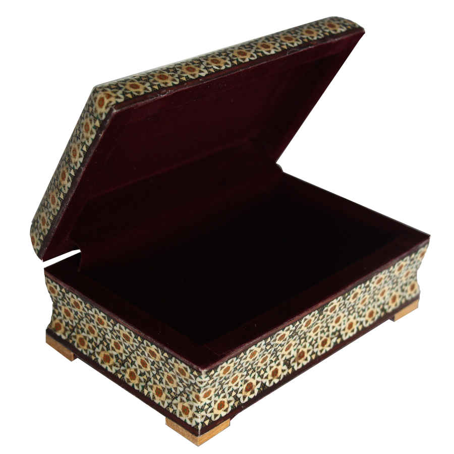 صندوق مجوهرات خشبي مصنوع يدويًا بتصميم ختام إيراني – بينا