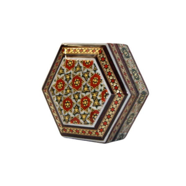 صندوق مجوهرات خشبي مصنوع يدويًا بتصميم ختام إيراني - إسلامي