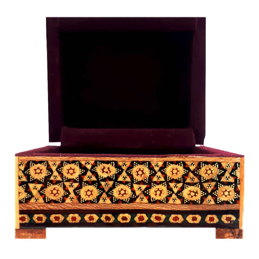 صندوق مجوهرات خشبي مصنوع يدويًا بتصميم ختام إيراني – جافيد