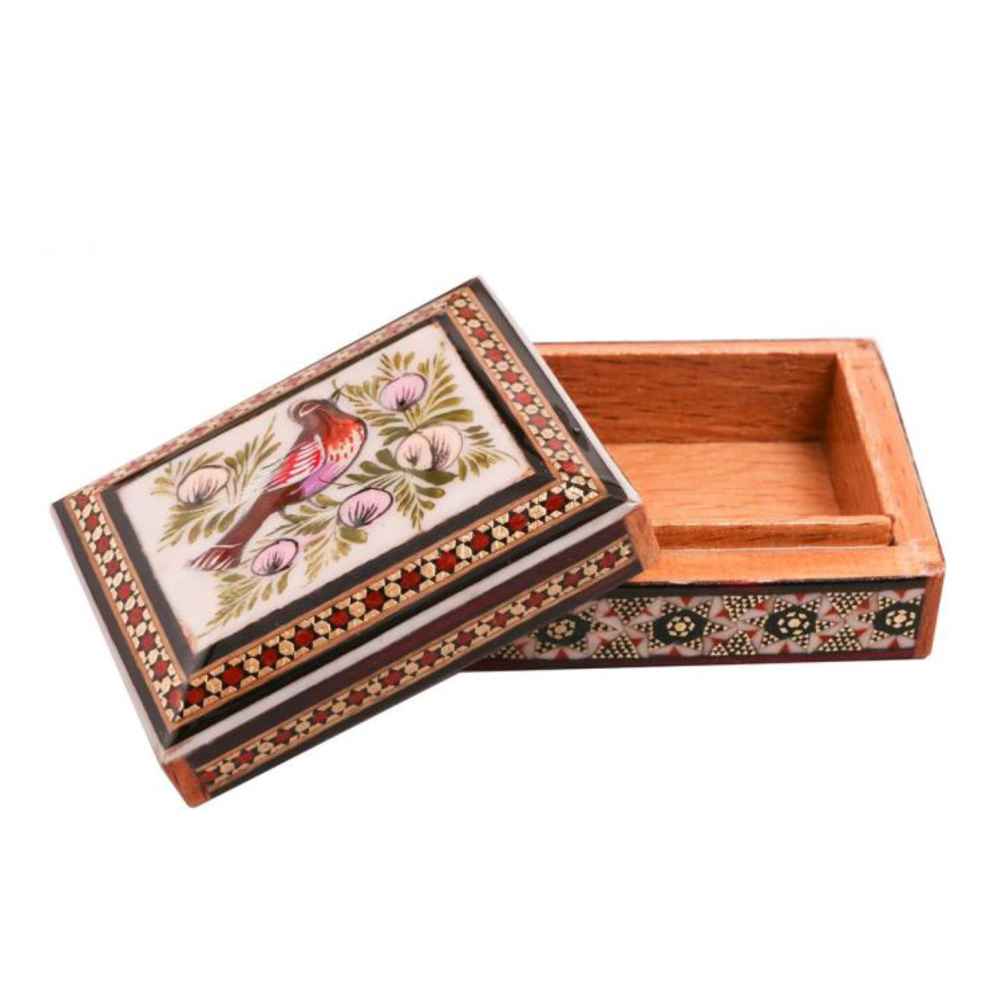 صندوق مجوهرات خشبي مصنوع يدويًا بتصميم ختام إيراني – نرجس