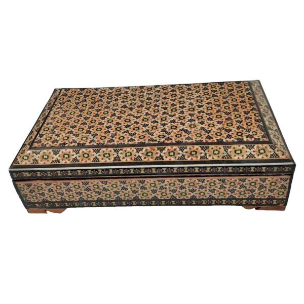 صندوق مجوهرات خشبي مصنوع يدويًا بتصميم ختام إيراني - نازنين