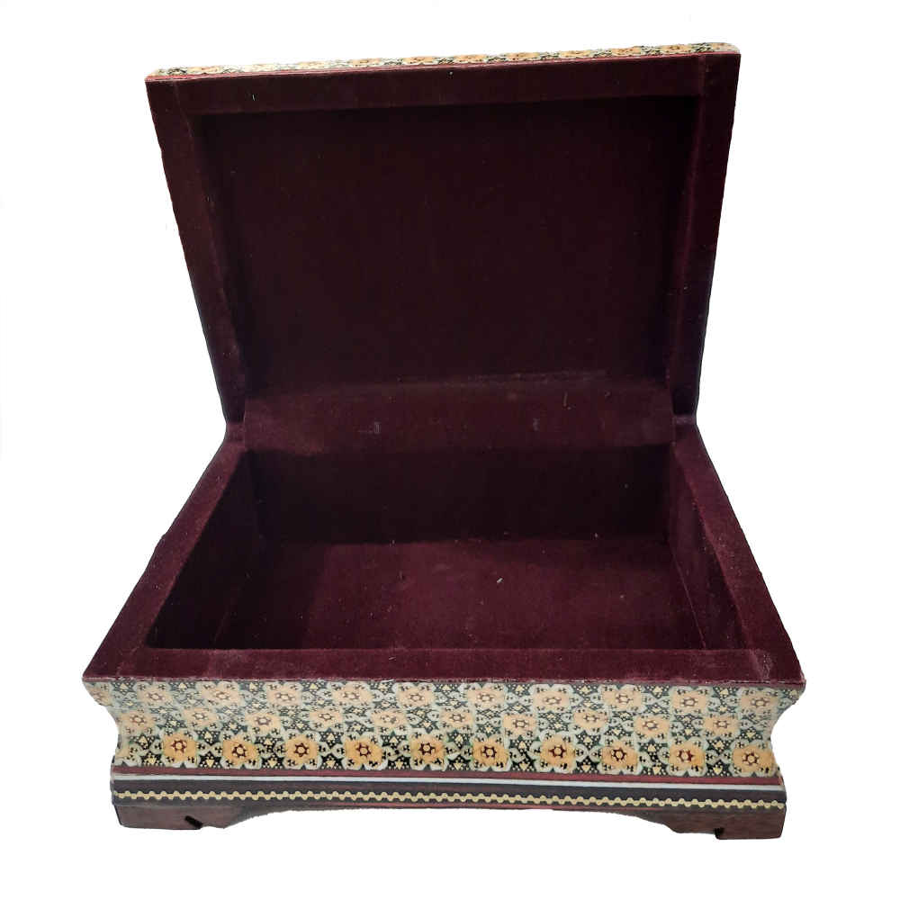 صندوق مجوهرات خشبي مصنوع يدويًا بتصميم ختام إيراني – بايز