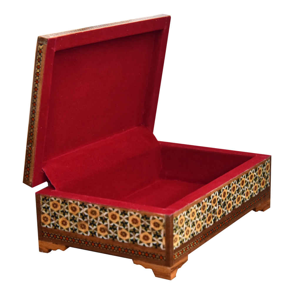 صندوق مجوهرات خشبي مصنوع يدويًا بتصميم ختام إيراني – برستو