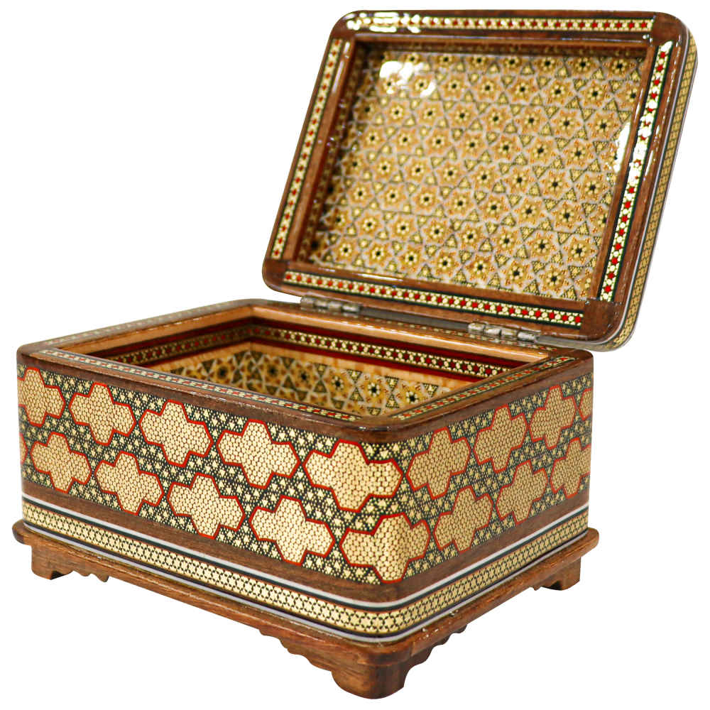 صندوق مجوهرات خشبي مصنوع يدويًا بتصميم ختام إيراني – رنا