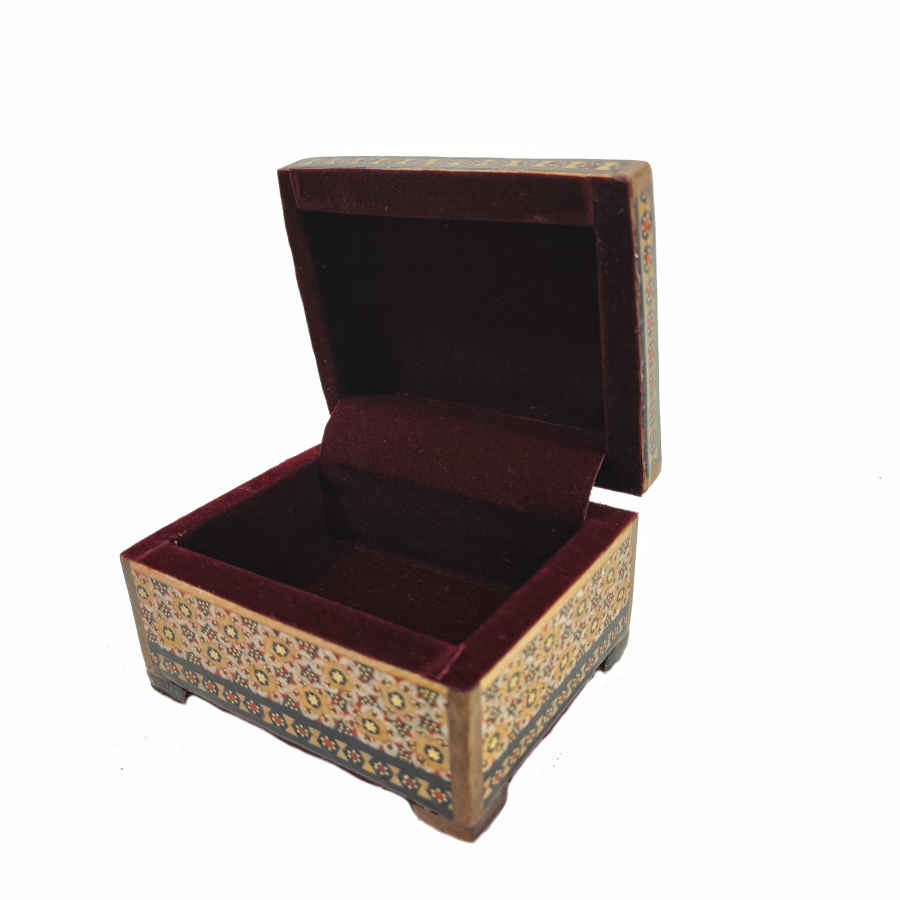 صندوق مجوهرات خشبي مصنوع يدويًا بتصميم ختام إيراني – روشَن