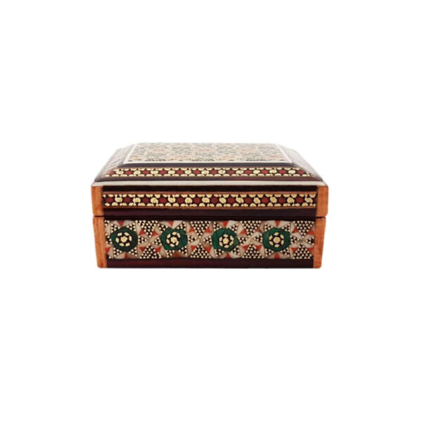 صندوق مجوهرات خشبي مصنوع يدويًا بتصميم ختام إيراني - ملكي