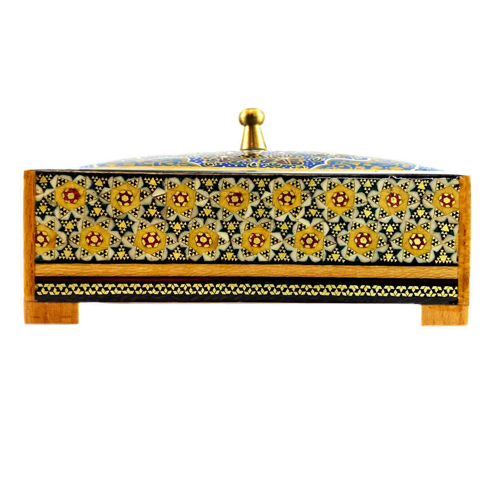 صندوق مجوهرات خشبي مصنوع يدويًا بتصميم ختام إيراني – يلداء