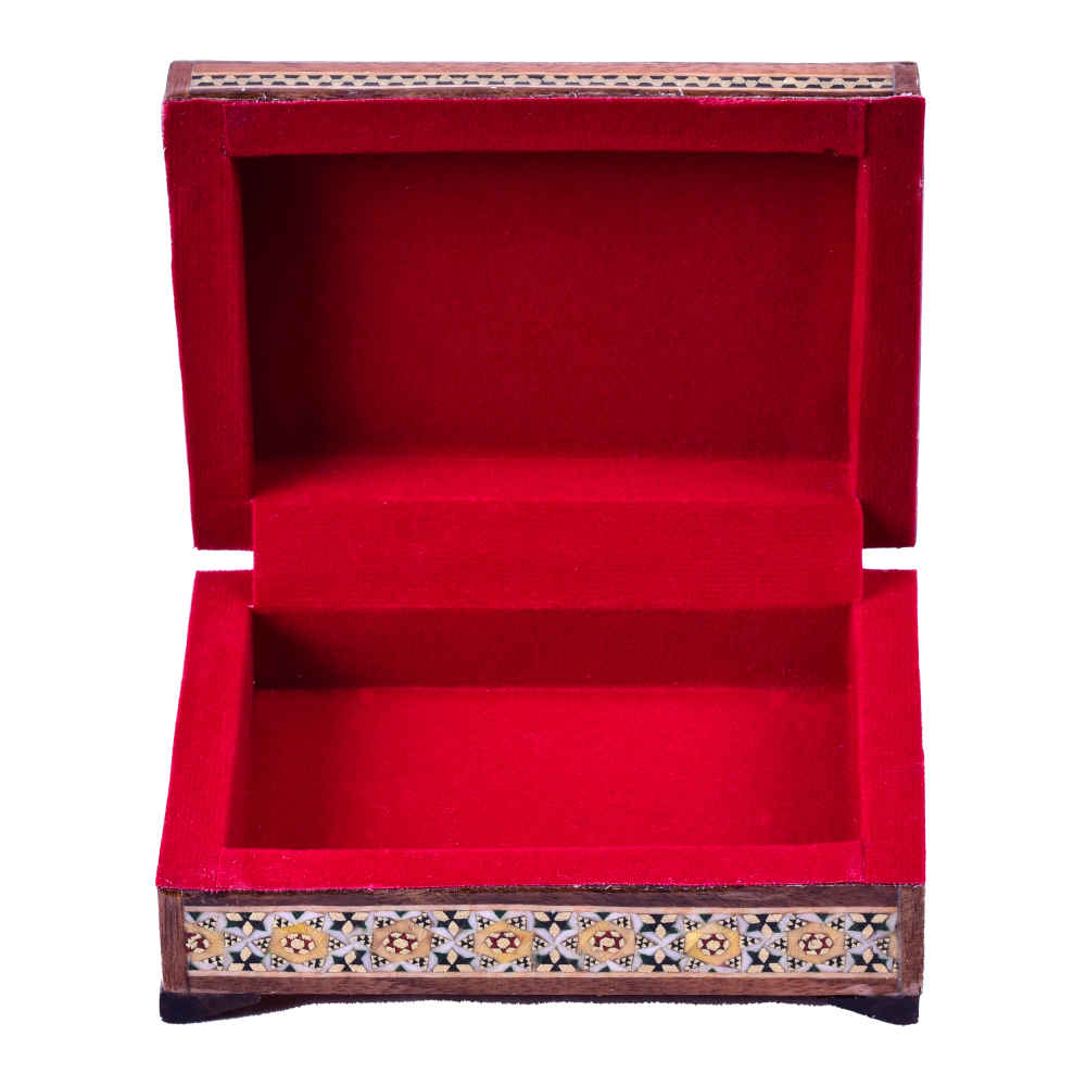 صندوق مجوهرات خشبي مصنوع يدويًا بتصميم ختام إيراني – آتوسا